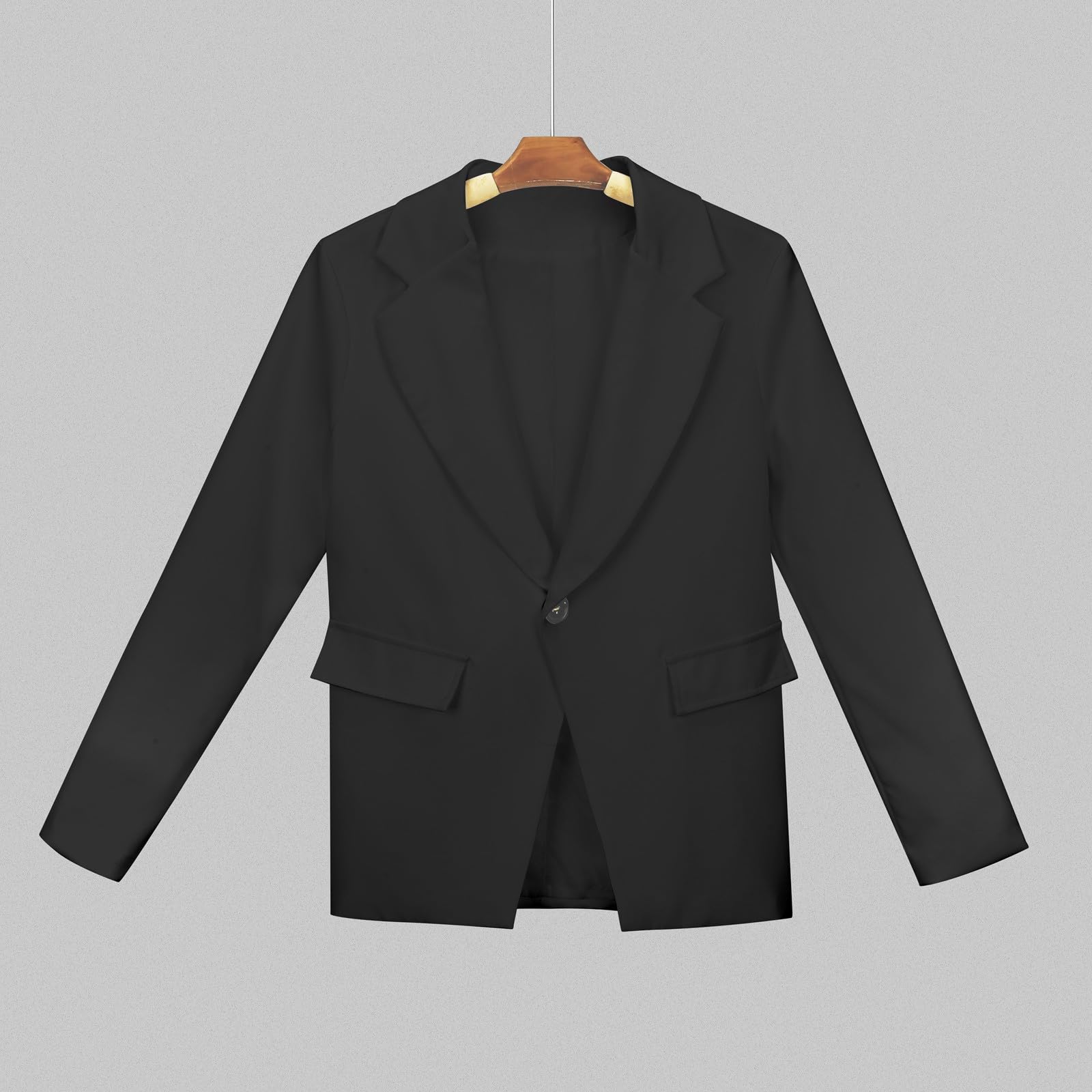 Generisch Mädchen Einfarbig Formale Revers Anzug Mantel Button Down Lange Seelve Blazer Anzug Jacke Für Kinder (Black, 11-12 Years)