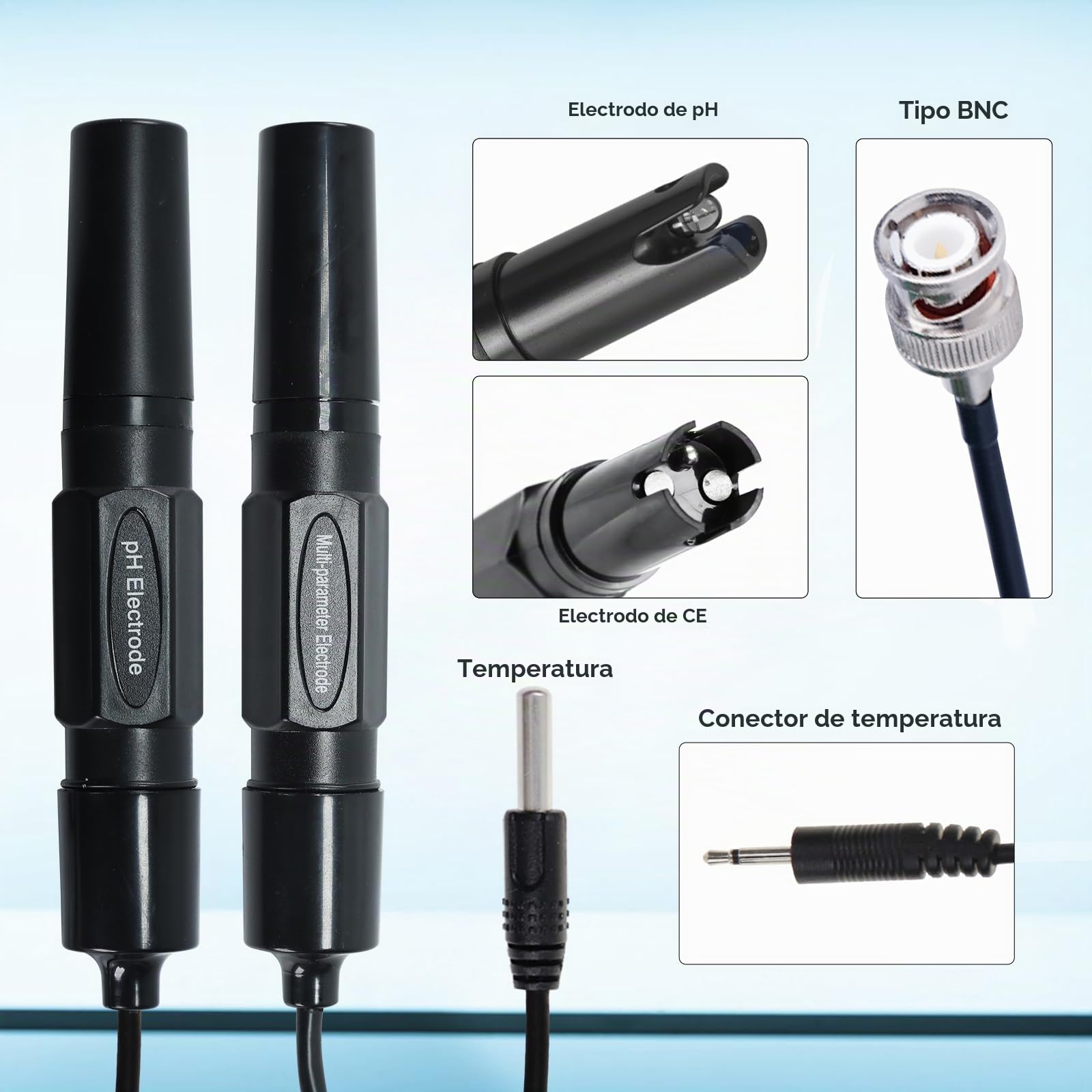 WiFi Smart Water Quality Tester pH, EC, Temperature Monitor Monitorización Continua Online Tester con Pantalla LCD, Alertas App, Datos en Tiempo Real, Sondas Reemplazables para Hidroponía, Acuarios