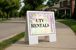 Utv Rentals Spring Flowers Purple Lilac Up Arrows A-Frame Single Sided 23x23 in. sign