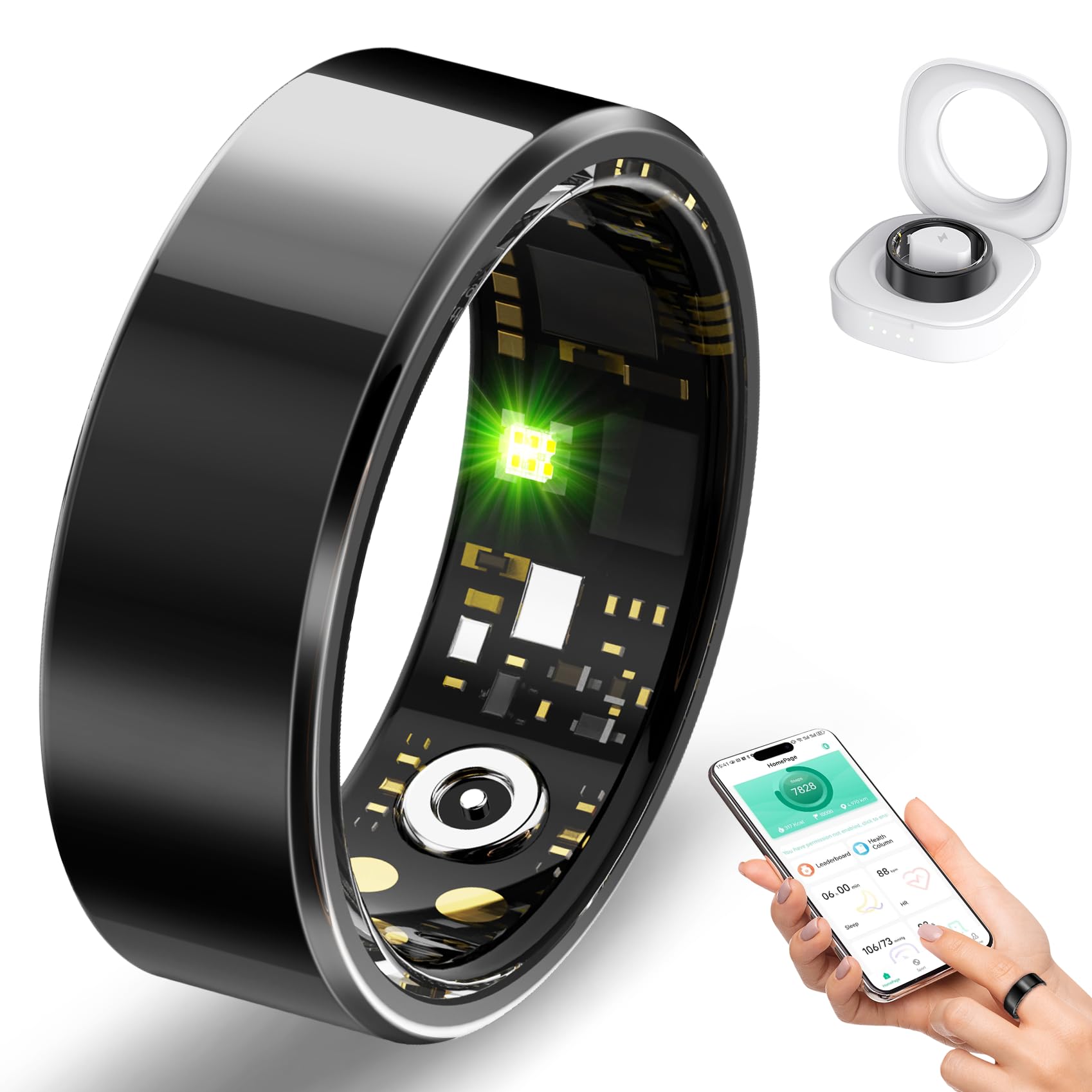 Smart Ring for Women Men, Sleep Tracker Ring with Heart Rate, Blood Oxygen, Fitness Ring for Activity Tracker/Steps/Calories, No Subscription,