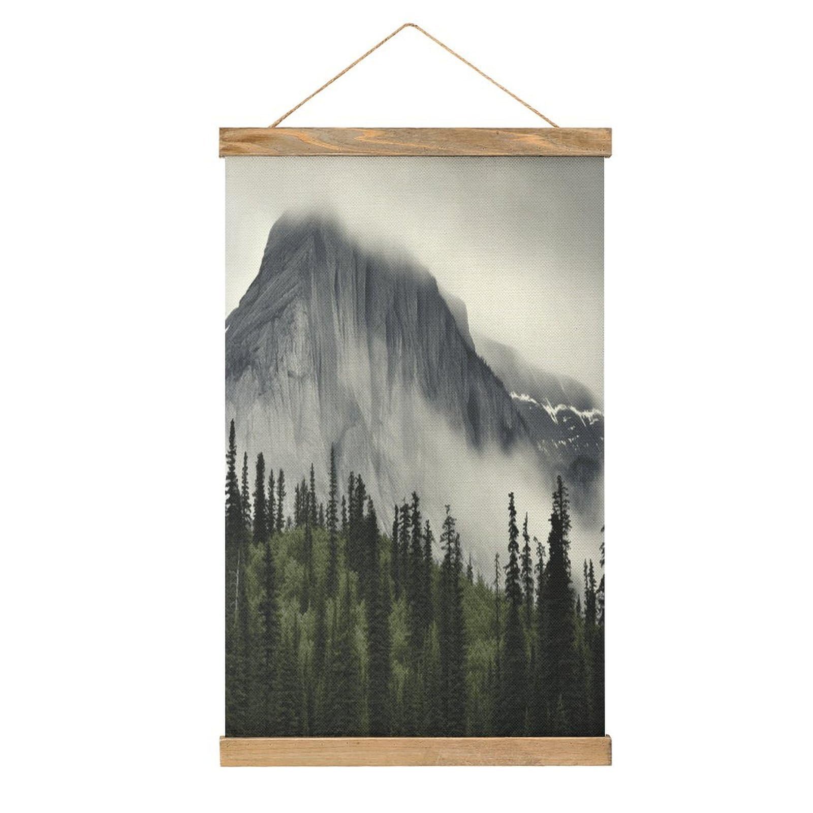 VstaDank Canadian Smokey Mountain Cliff Poster with Wooden Frame Hanger Art Painting Wall Decor Poster Wall Hanging Wooden Frame 13x20 Wood Poster Hanger for Photo Picture Art Canvas Print Artwork