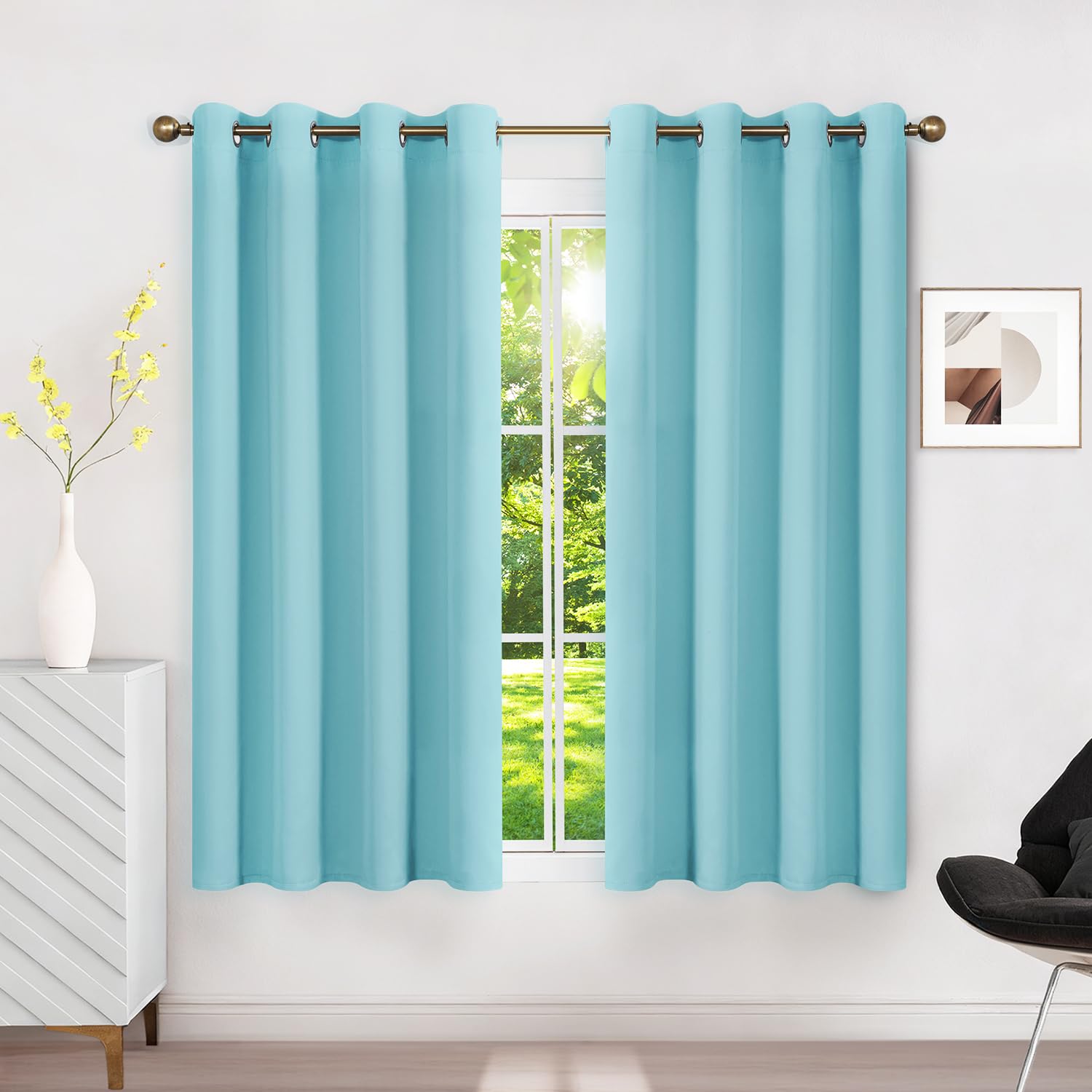 Runyéla Verdunklungsvorhänge mit Ösen Gardinen 2er Set, Vorhänge Blickdicht Thermovorhang Hitzeschutz, Ösenvorhang Thermogardine für Schlafzimmer Wohnzimmer Blackout Curtain