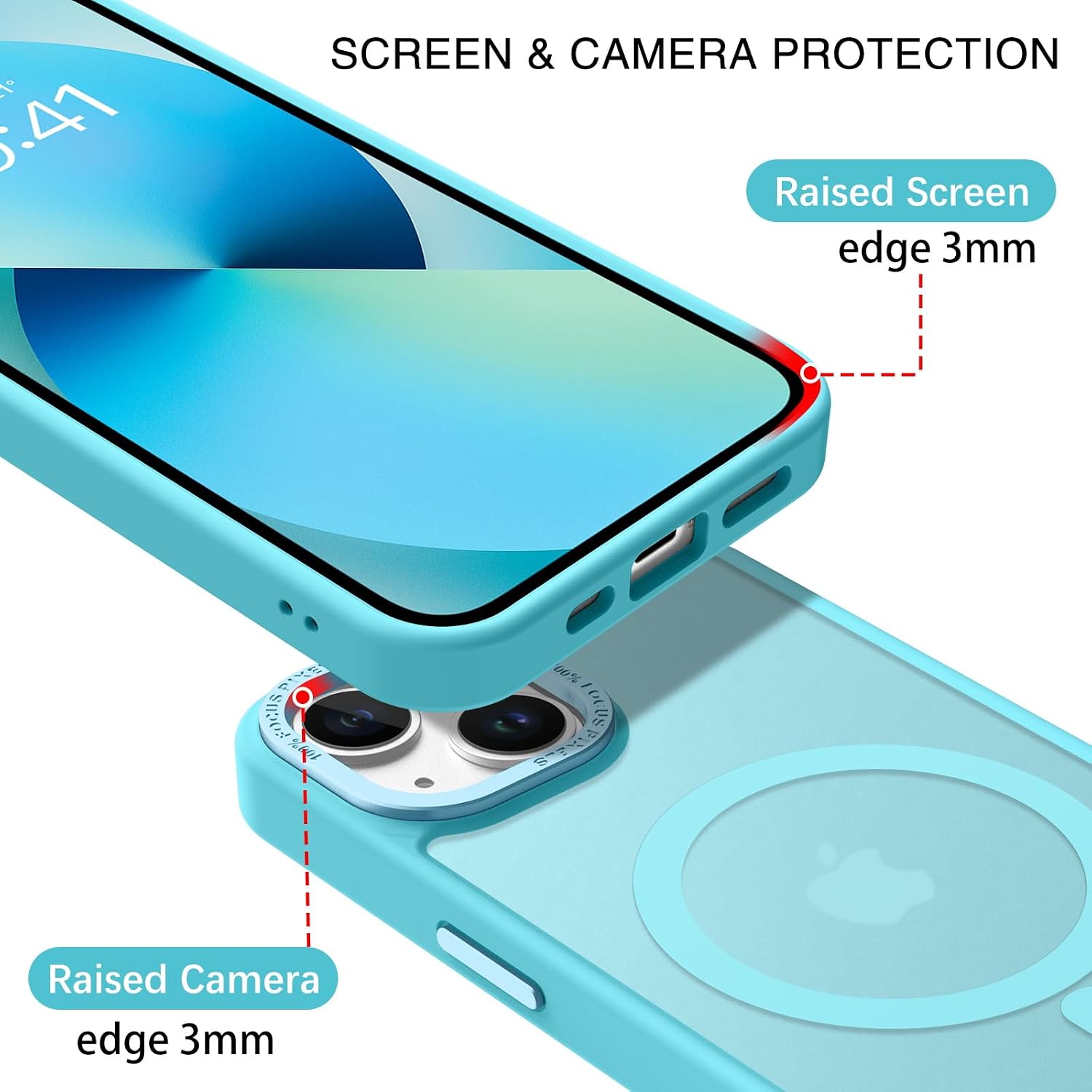 BENTOBEN Magnetic for iPhone 13 Case & iPhone 14 Case [Compatible with Magsafe] Translucent Matte Phone Case iPhone 13/14 Slim Shockproof Women Men Protective Cover for iPhone 13/14 6.1, Lake Blue