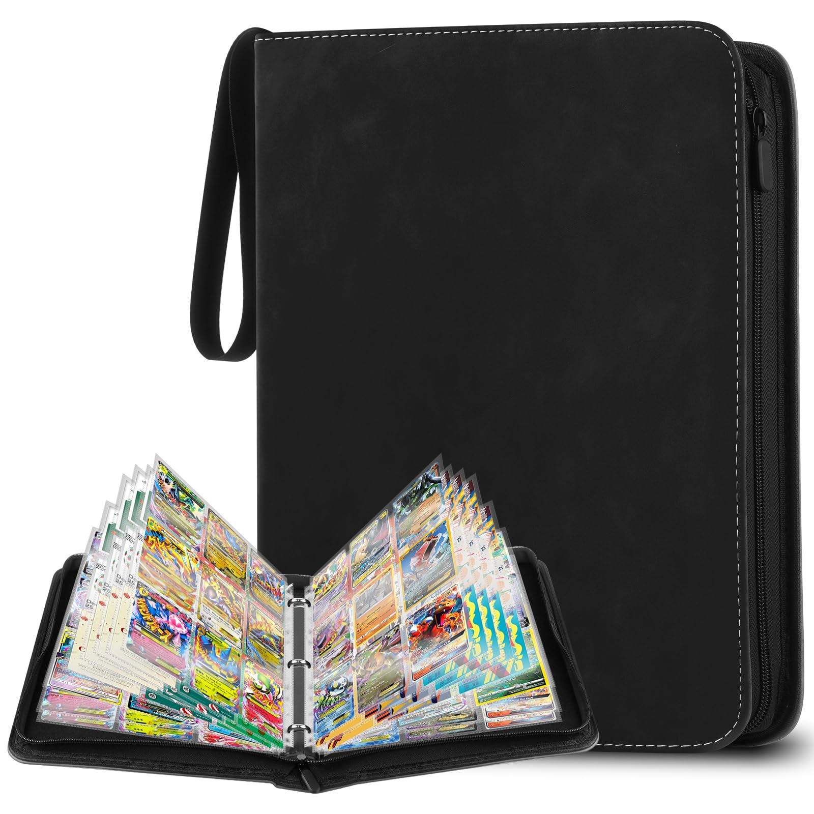 YSWOVUO Album Porta Carte, 900 Tasche Album Carte Collezionabili, Raccoglitore Carte, Libro Porta Carte Impermeabile, Nero