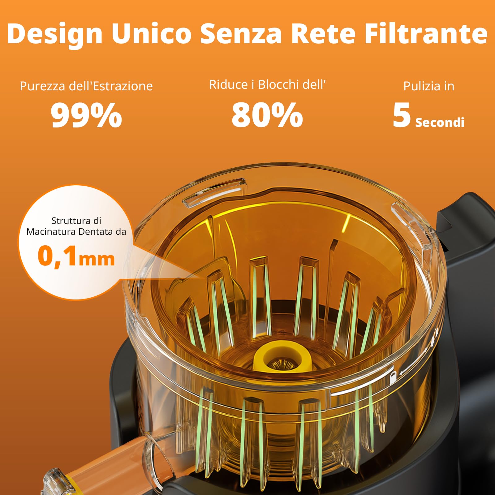 AIRMSEN Estrattore di Succo a Freddo Elettrico, Slow Juicer con Imboccatura Extra Large da 147 Mm, Capacità di 2,1 L, Motore da 300 W, Tecnologia a Spirale Lenta Migliorata 7+1, Facile da Pulire Nero