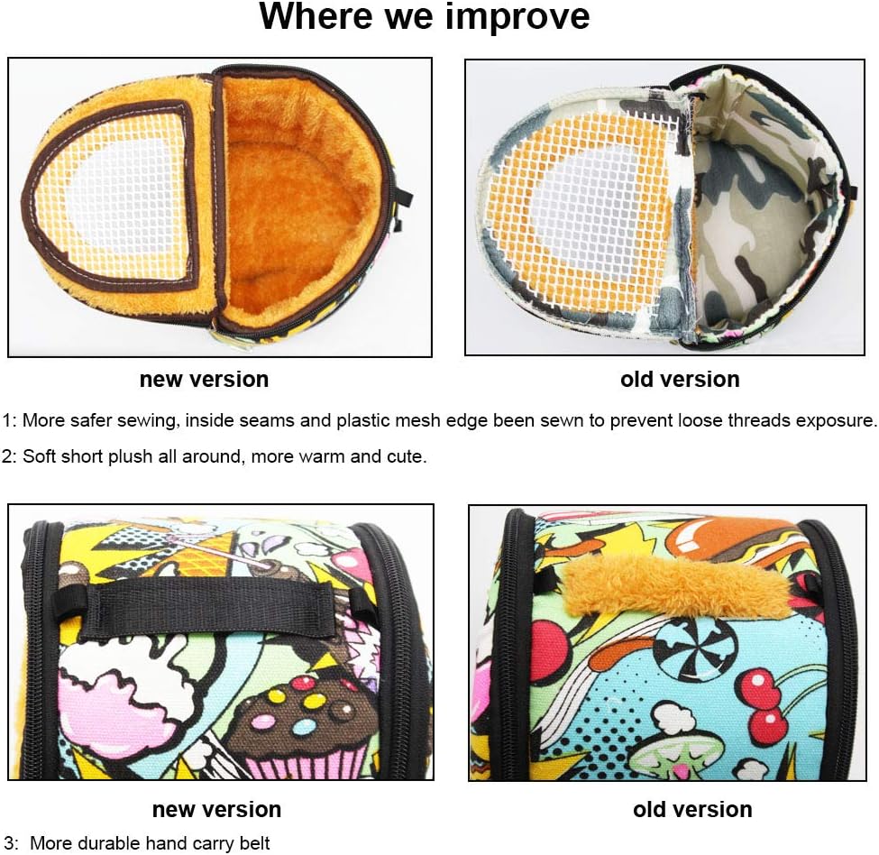 ADOGGYGO Small Animals Guinea Pig Hamster Carrier Bag with Strap Breathable Portable Outgoing Bag for Hamster Hedgehog Squirrel mice Rats Sugar Glider (Upgraded Version)