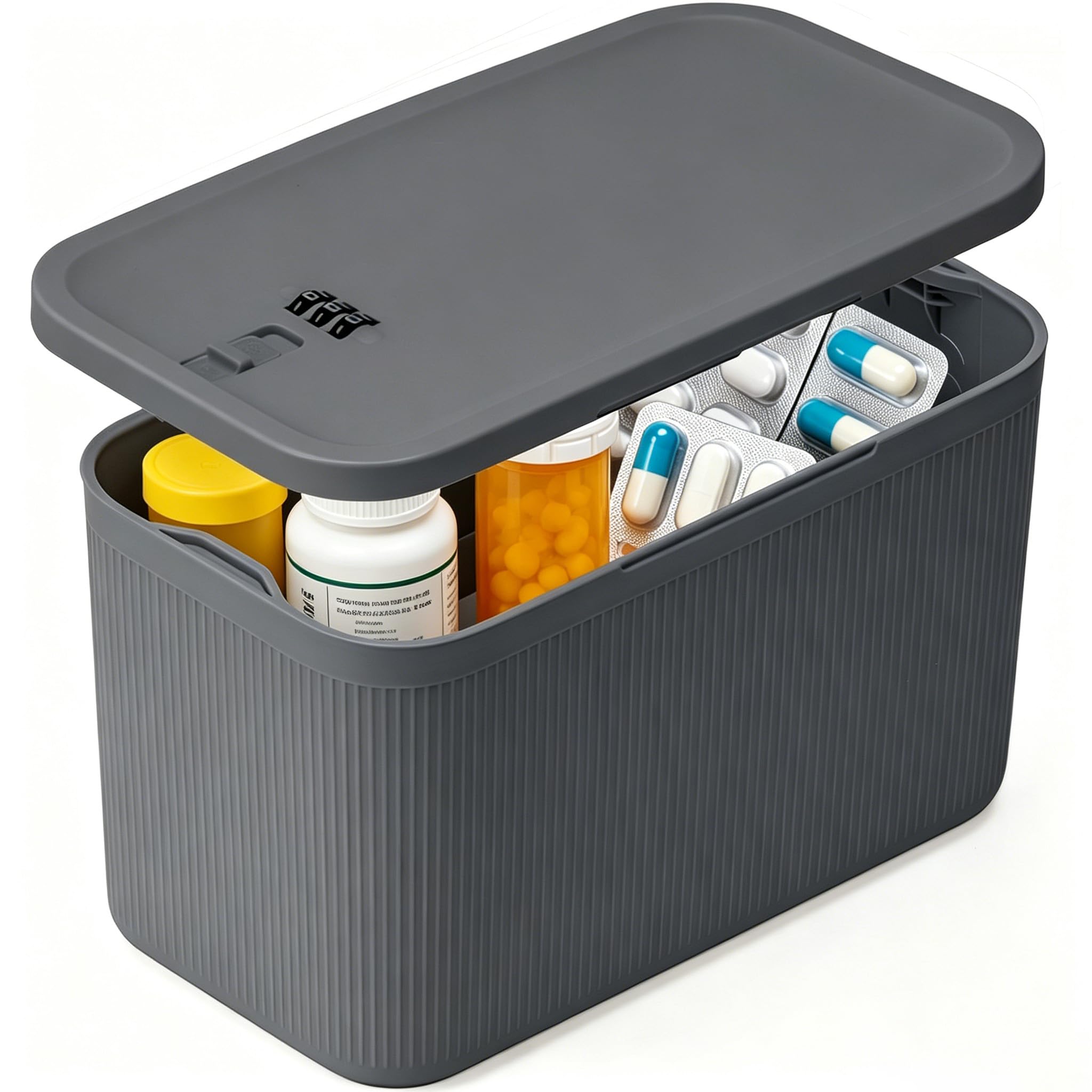 Bocoli Medikamentenbox Abschließbar Abschliessbare Box Mit Zahlenschloss,Sicherer Aufbewahrungsbox für Medikamente, Handy, Snacks - Für Haushalt, Kühlschrank, Büro & Reisen - BPA-frei