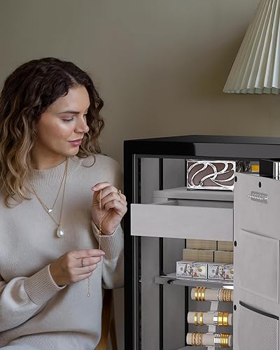 Miniatura 7 de TIGERKING Caja fuerte ignífuga grande de 8.78 pies cúbicos para el hogar, joyería de seguridad impermeable con cerradura digital, caja fuerte de