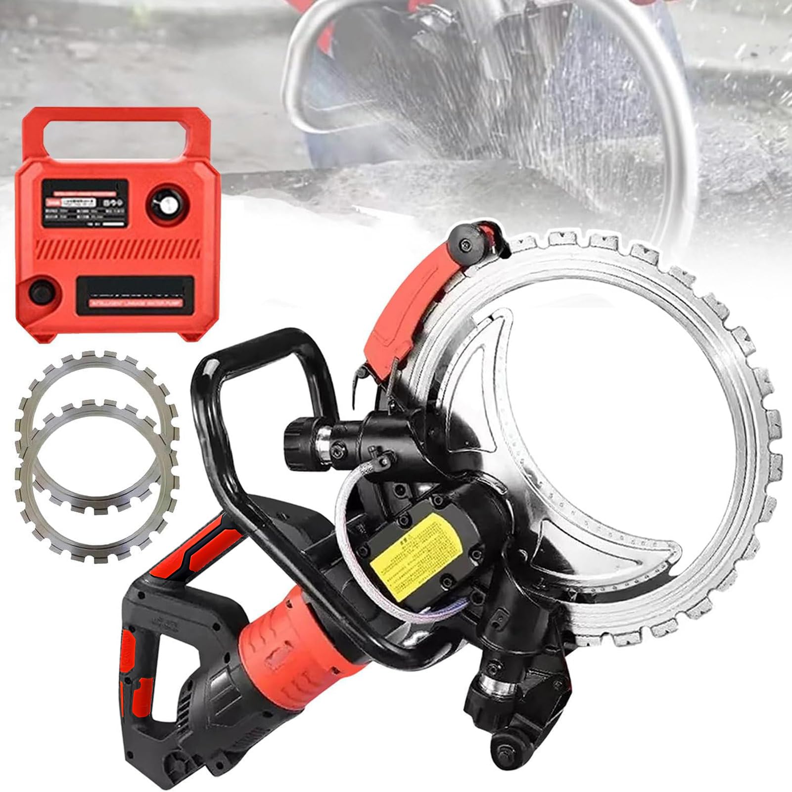 FHRKA 16" Concrete Ring Saw 8980/9500 Electric Concrete Saw Max Cutting Depth 11.4" with 2 Saws Blades & Wet Cutting for Bricks (Brushed 9500W)