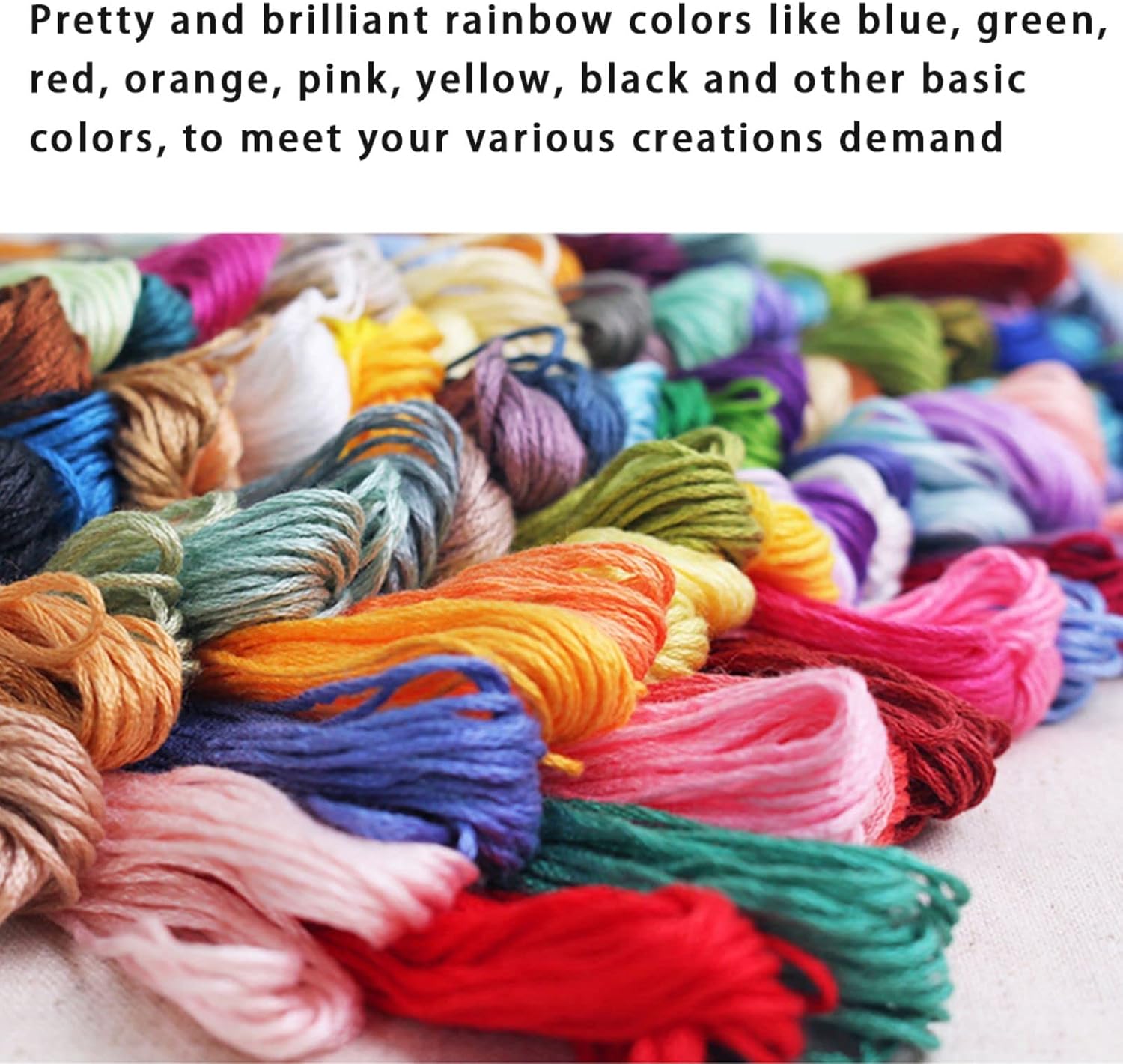 Wijavija Embroidery Floss Kit 50 Pcs Cross Stitch Thread Rainbow Color Sewing Floss Starter Kit for Beginners DIY Crafts Friendship Bracelets