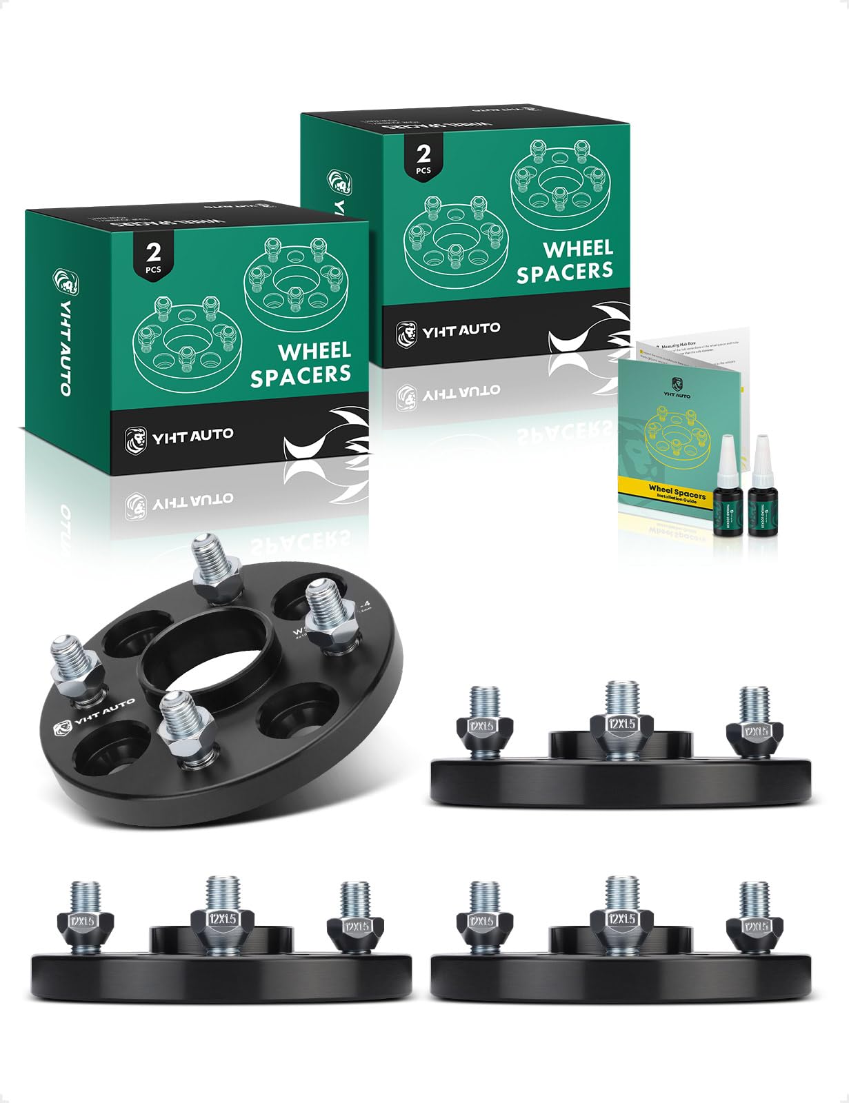YHTAUTO 4x100mm Hub Centric Wheel Spacers 15mm Fits Kia, Ford, Mazda, Scion, Toyota, Fiat Models, Corolla 1989-2003, xB, Rio, Tire Spacers w/ M12x1.5