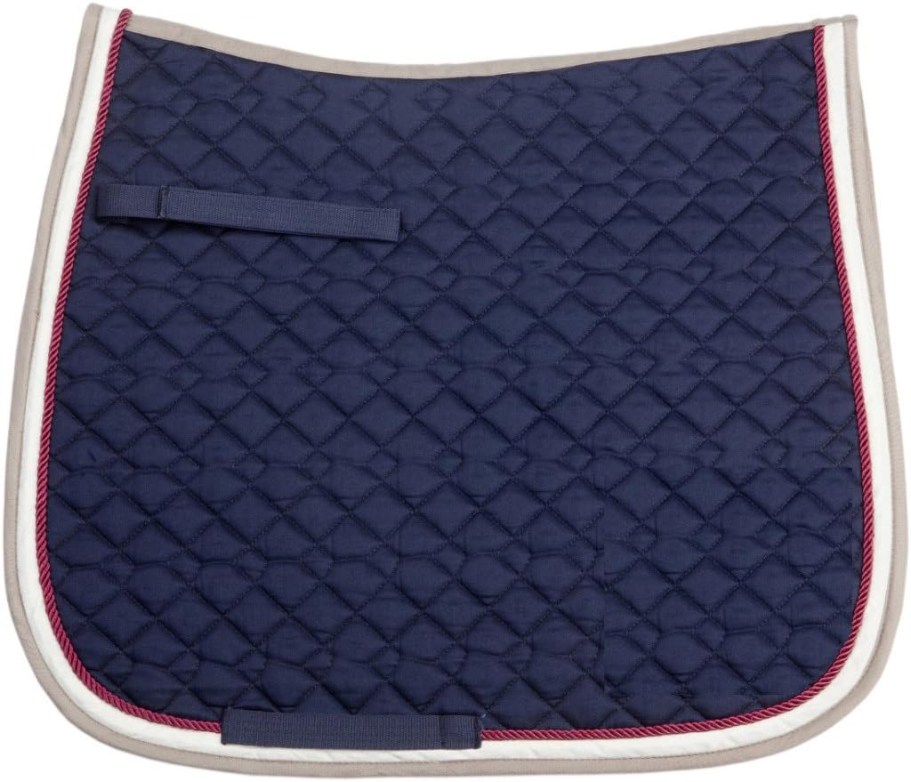 USG General Purpose Quillted Saddle Cloth Embroidery, Full, Navy/Red/Beige/Mud with Border