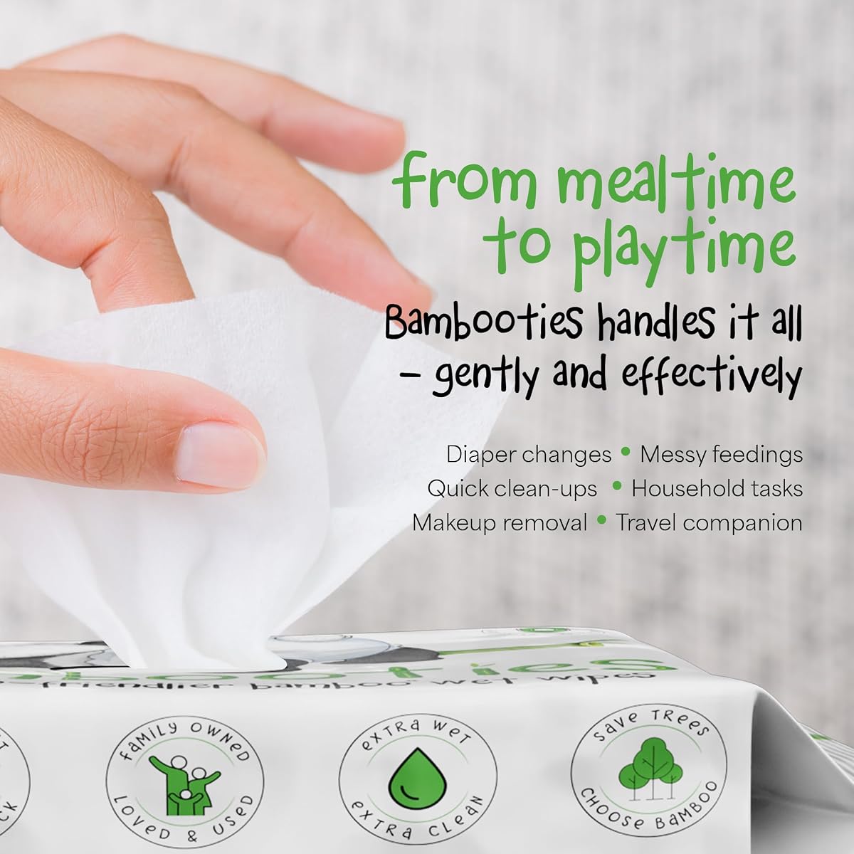 ECO BOOM Bamboo Viscose Wipes | Non-Toxic & Biodegradable Baby Wipes | Unscented, Hypoallergenic, Vegan for Baby & Sensitive Skin view 4