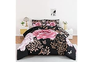 ANGIYUIN Queen Size Pink and Gold Comforter Set