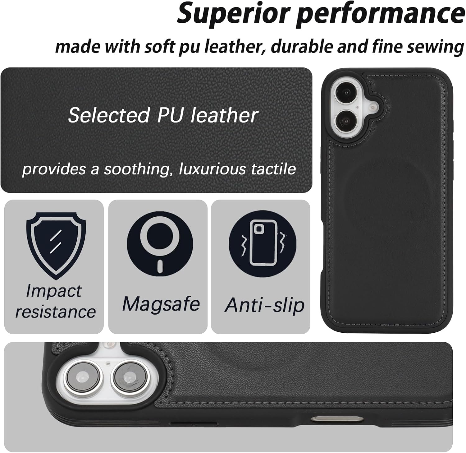 Ｈａｖａｙａ for iPhone 16 Case Detachable Wallet Case with Card Holder，2 in 1 Pu Leather Flip Folio Credit Card Slots Stand Compatible Magsafe Magnetic Shockproof Phone Cover (6.1")-Black