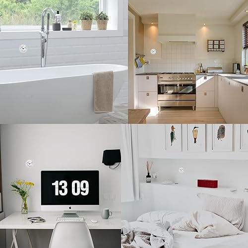 Miniatura 6 de PATIKIL Reloj de ducha impermeable, paquete de 2 mini relojes de pared silenciosos sin tictac con ventosa para baño, cocina, decoración del hogar,