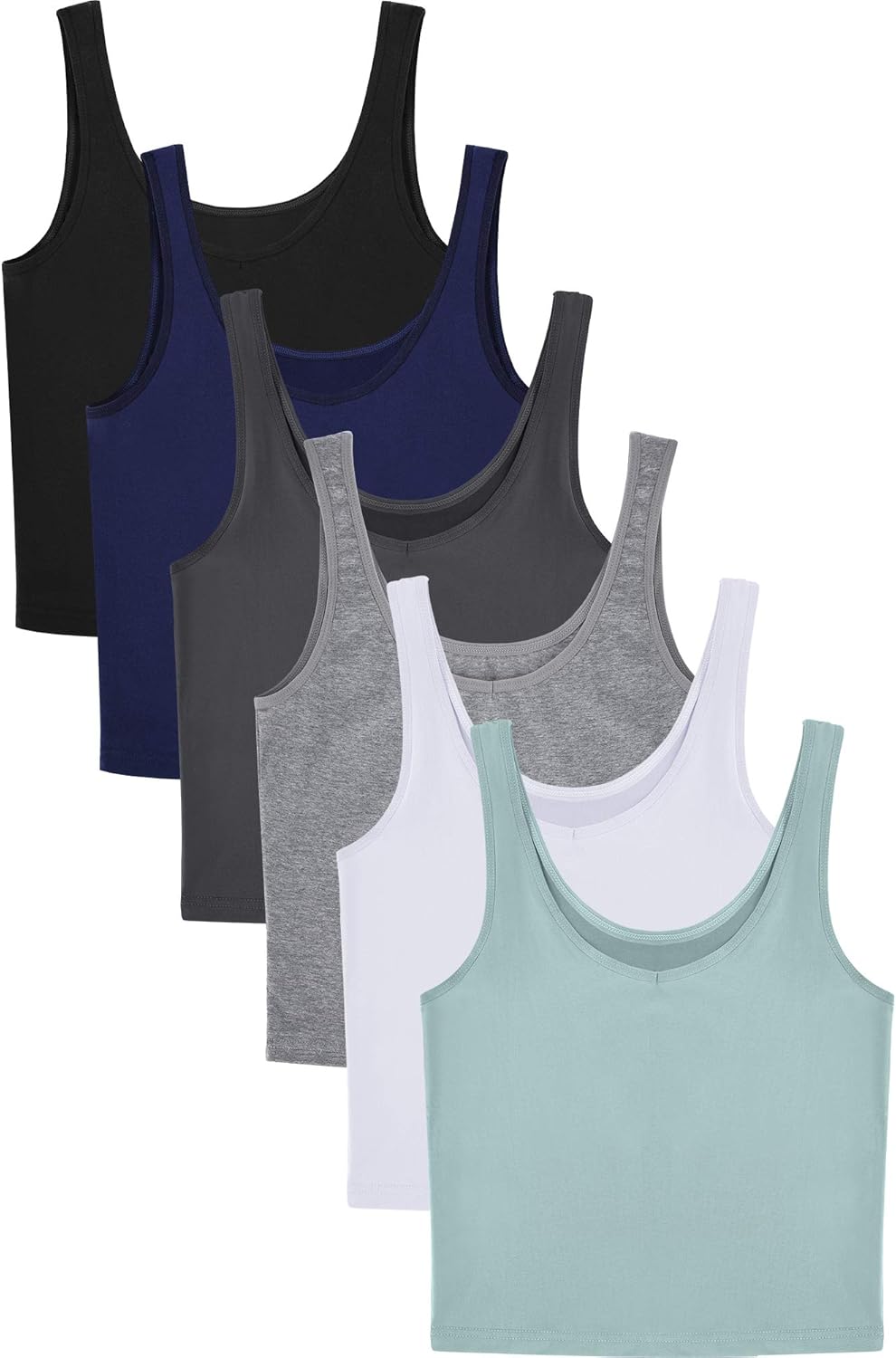 6 Pieces Women Basic Crop Tank Tops Sleeveless Sports Crop Top - Image 5