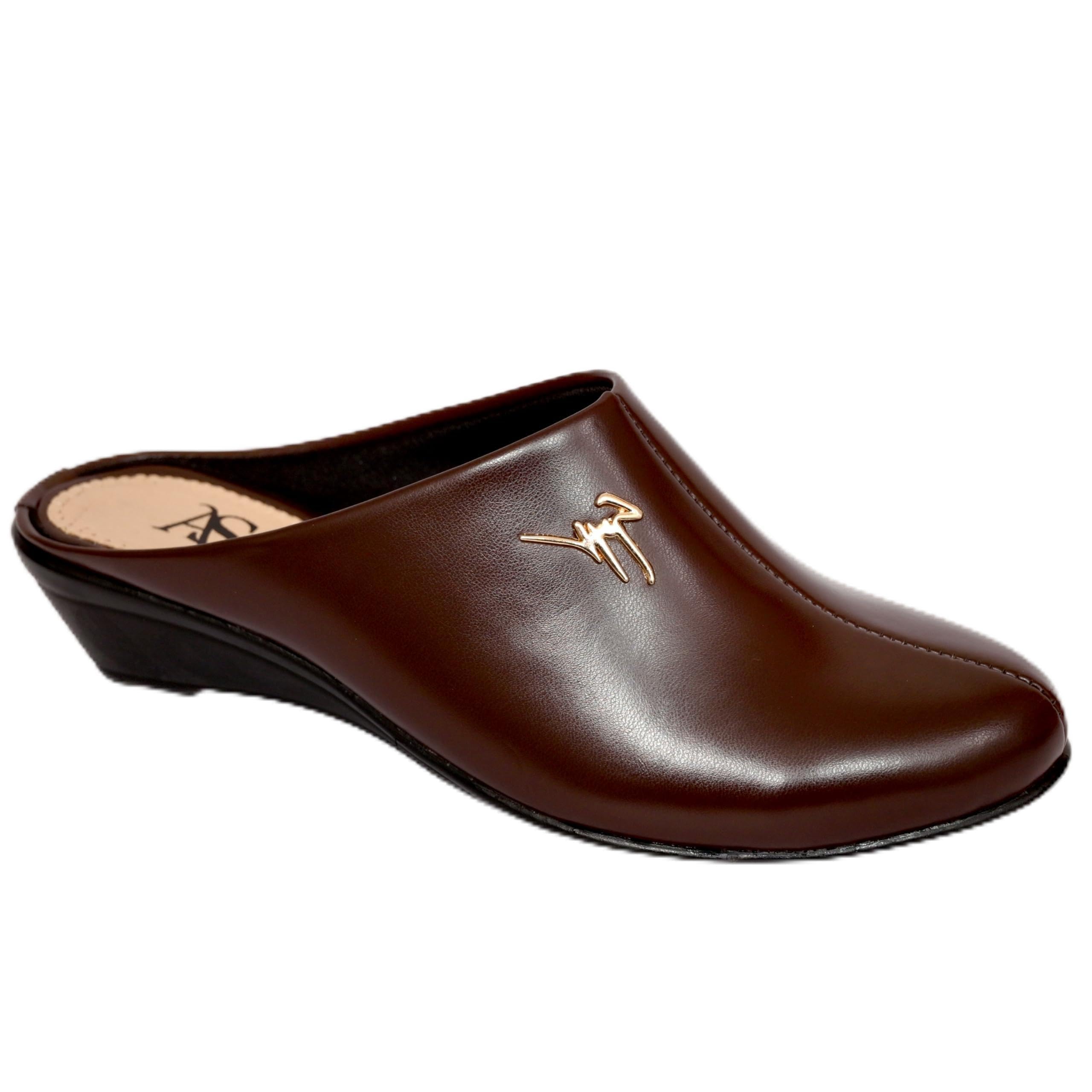 Women's Comfortable Synthetic Leather Mules for Women with Soft Padded Footbed | Open Back Wedge Heel Slip on Casual, Formal Shoes & Sandals Girls-image-15