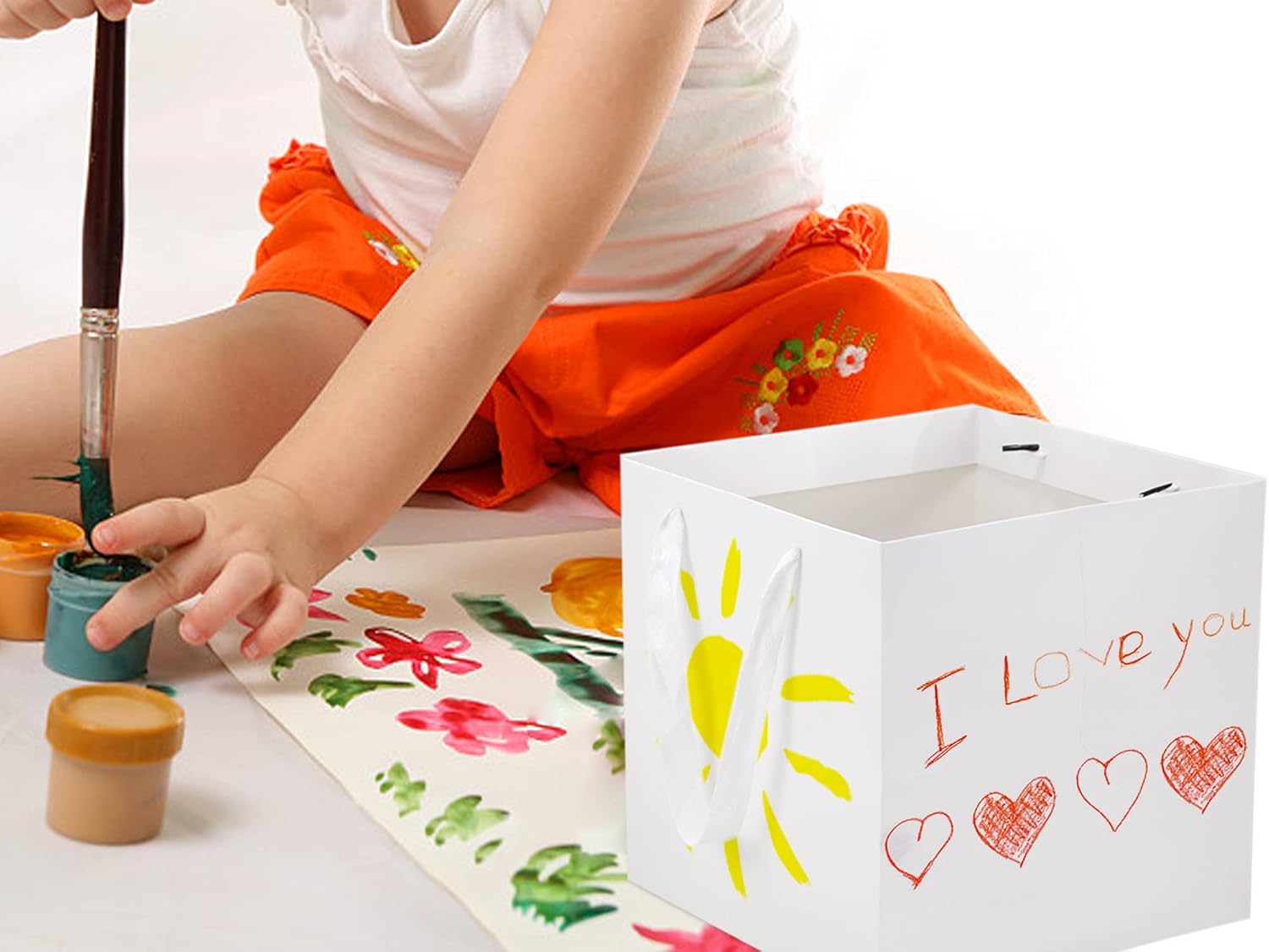 HUAPRINT White Paper Bags with handles,Gift Bags Bulk 24 Pack,10x10x10inch Square Size Large,Paper Shopping Bags, Kraft, Party, Birthday,Favor, Goody, Take-Out, Merchandise, Retail Bags - Image 5