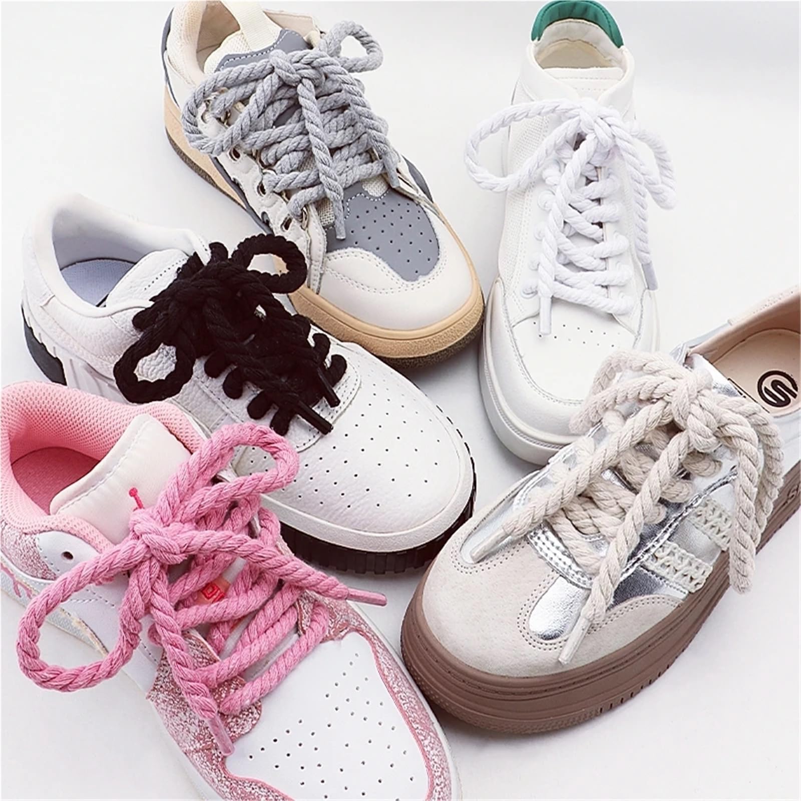Cordones esponjosos 20 Pares Unisex engrosados ​​8 mm de diámetro Cordones de Cuerda de cáñamo de Tres Hilos for Zapatos Casuales