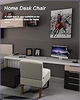 Vista 5 de Silla decorativa sin brazos para dormitorio, moderna silla de tocador con patas de madera maciza, cómoda silla tapizada para dormitorio, silla