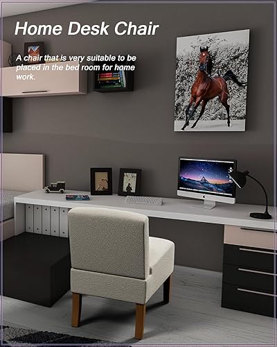 Miniatura 5 de Sillas decorativas sin brazos para sala de estar, modernas sillas de sala de estar con patas de madera maciza, silla de tocador de maquillaje, silla