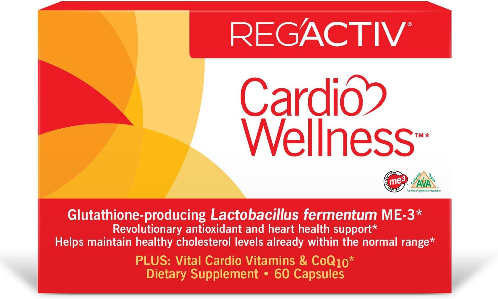 Reg'Activ Cardio Wellness with Glutathione Producing Lactobacillus fermentum ME-3, Pantethine and CoQ10