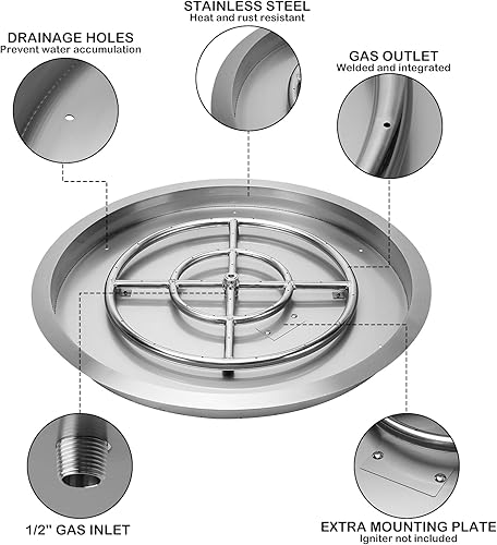 Miniatura 9 de Stanbroil Sartén redonda de 25 pulgadas con kit de encendido por chispa, versión de gas propano