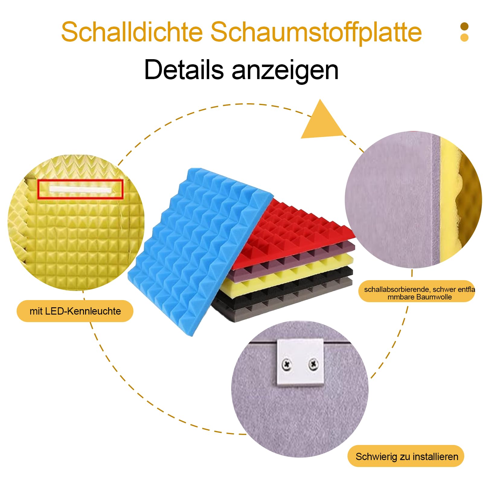 Vocal booth, Tragbare Gesangskabine, Schalldämmung Recording-Equipment, Aus Akustikschaumplatte,Mikrofon Isolierschaum, Mikrofonschutz, Studio, Singen, Podcast(60x60x60cm/Grau)