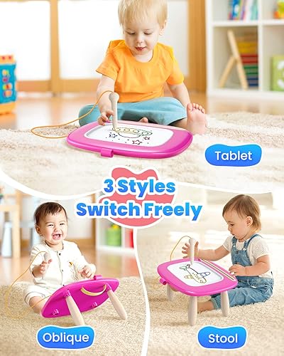 Miniatura 9 de Tablero magnético de dibujo, juguete para niñas pequeñas de 1 a 2 años, almohadilla de tablero de garabatos, juguete educativo y educativo para