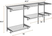 Vista 32 de Tangkula 4 to 6 FT Custom Closet Organizer System Kit, Wall-Mounted Storage Organizer with Wire Shelving and Hanging Rods, Adjustable Closet Grey