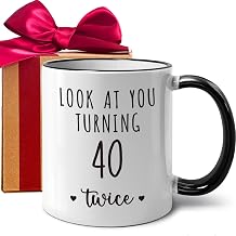 Funny 80 Year Old Birthday Mug Gifts for Women Men, Look at You Turning 40 Twice, Unique Milestone birthday mugs for Mom, Dad, Grandma, Grandpa Turning 80, Novelty Joke 11oz Mugs Gift Ideas-333