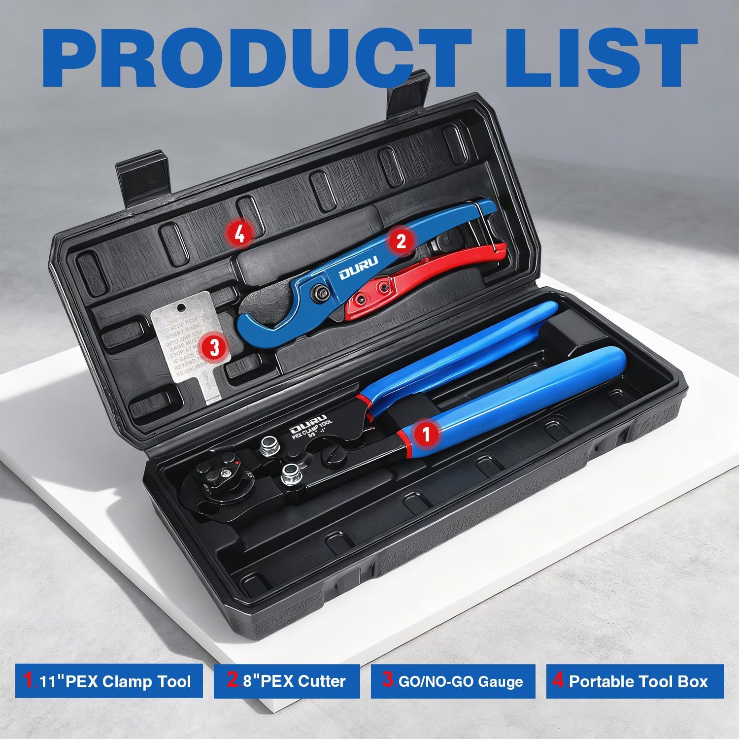 150 Pack 1/2 Inch Pex Clamps+2 IN 1 Ratchet Pex Crimping Tool in Plastic Box