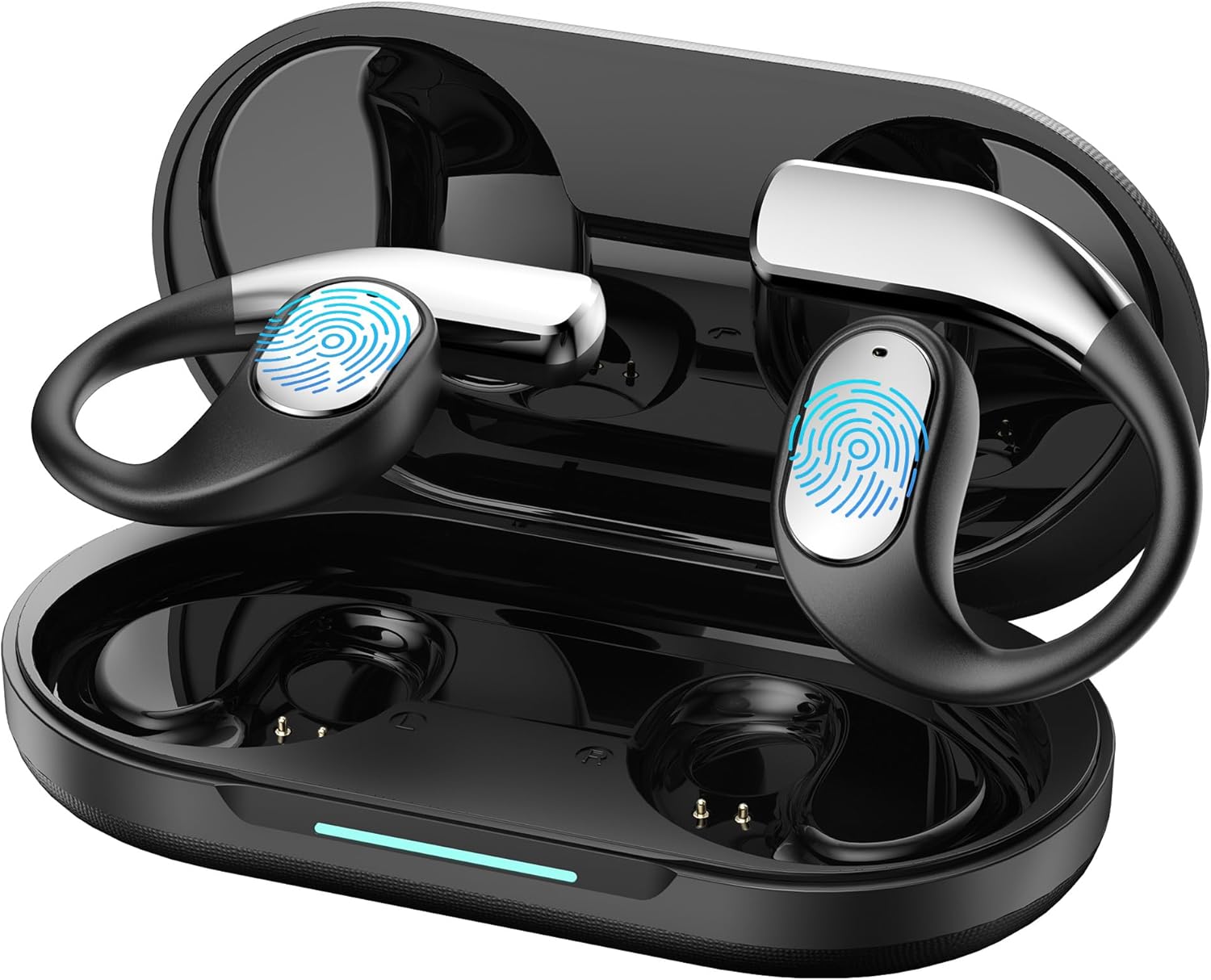 AI Language Translator Earbuds,OWS Real-Time 4-in-1 Translation Earbuds 144 Languages & Accents, Bluetooth 5.4 Translation Device for Travel/Business/Learning (SP39 Silver Black)