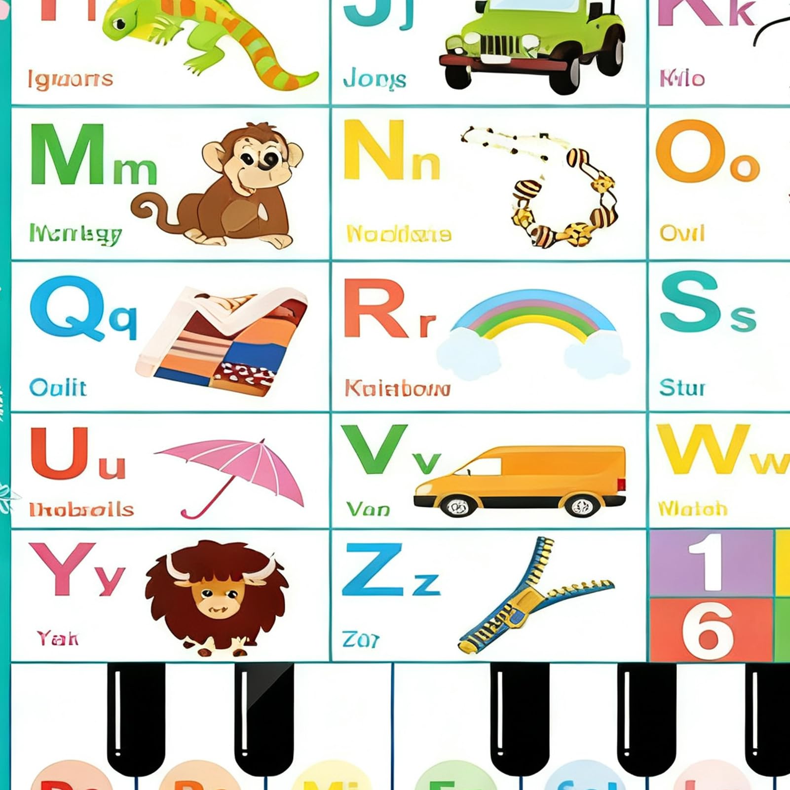 Elektronisches Alphabet-Wandtafel, interaktives Lieder, Klavierspiel, Zahlen, Tier, Wortschatz, Kinder, Lernposter, für Kinder im Alter von 1–6 Jahren, , Mädchen, Kindergarten, Schule