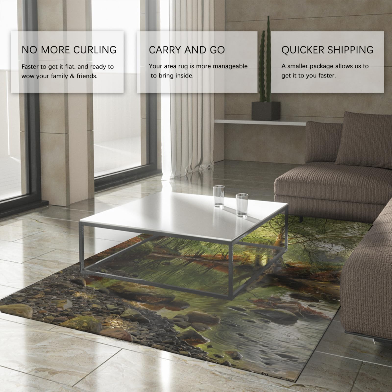 Dywaniki z motywem wiosennej sceny realistyczny styl wycieraczka słynny obraz nadruki dywan do salonu kuchni las strumień dywan 100 x 200 cm