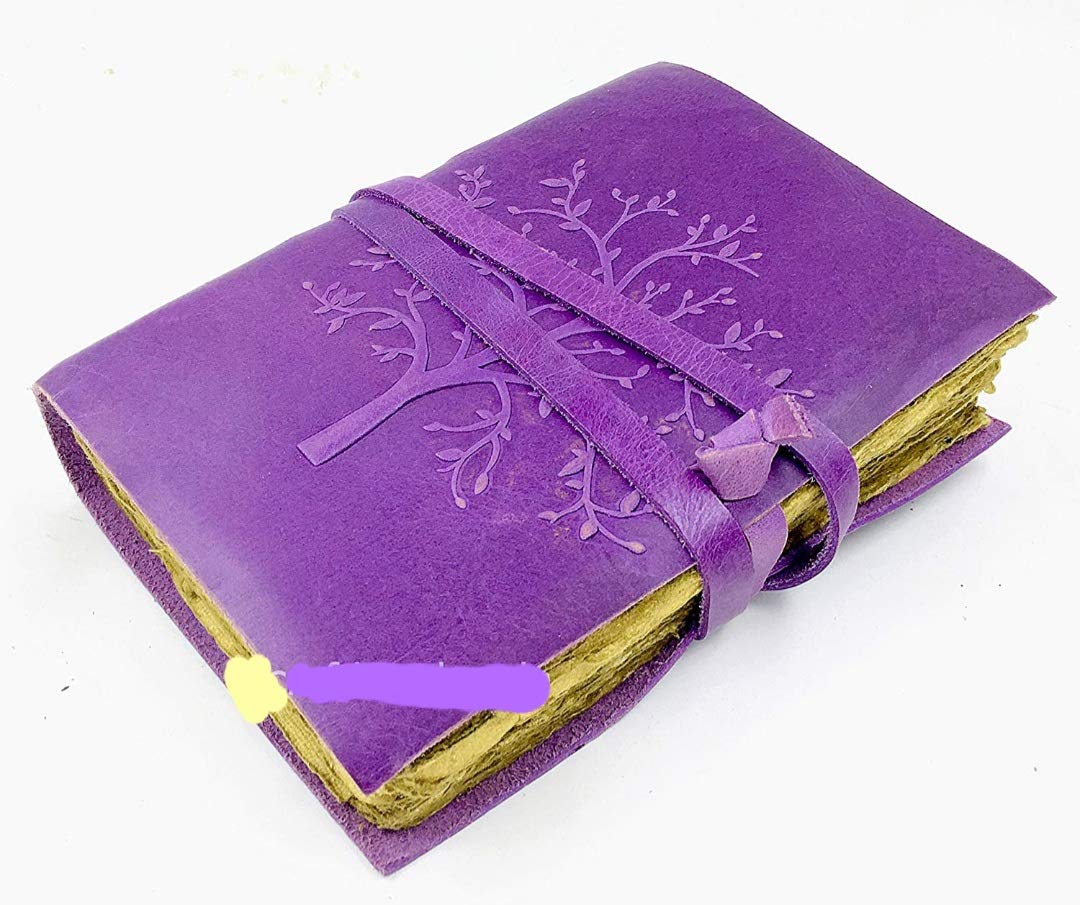 Diario de piel con grabado en relieve con su nombre en color dorado en el diario de cuero/diario- 7 12,7 cm