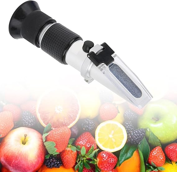 Brix Refractometer, Brix Meter Refractometer Range 0-90%, ±0.2% Accuracy, Portable Hand Held Sugar Content Measurement for Sugar Food Fruit, with Temperature Compensation Function