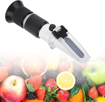 Brix Refractometer, Brix Meter Refractometer Range 0-90%, ±0.2% Accuracy, Portable Hand Held Sugar Content Measurement for Sugar Food Fruit, with Temperature Compensation Function