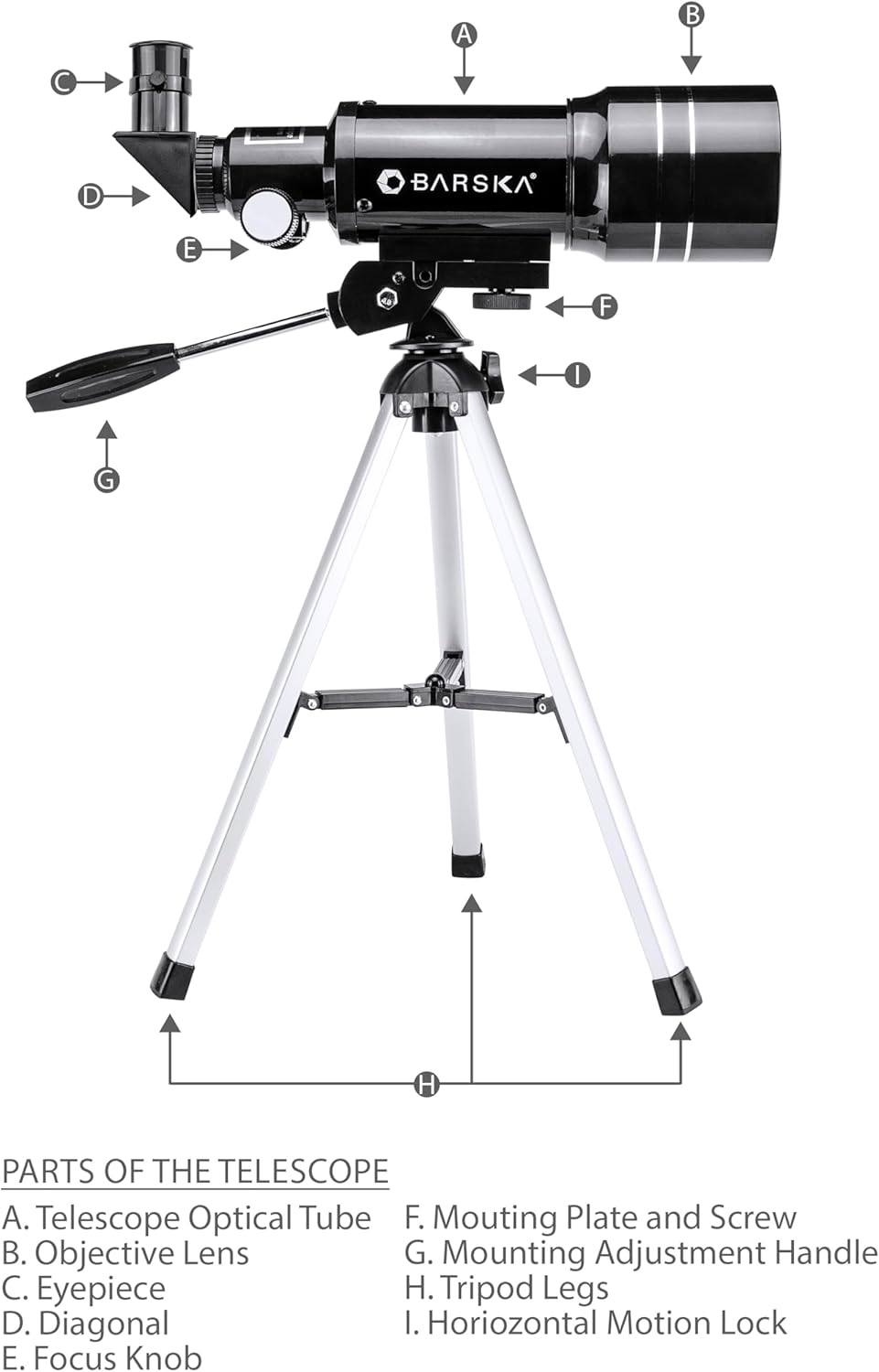Barska Starwatcher Astronomical Refractors Telescope for Beginner Adults, Students, and Enthusiasts with Aluminum Tripod - 225 Power Tabletop