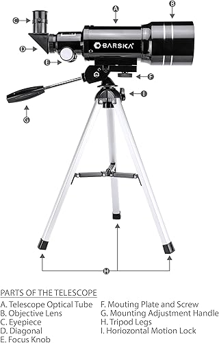Miniatura 10 de BARSKA Starwatcher Telescopio refractor 20.669x27.559 in Plata