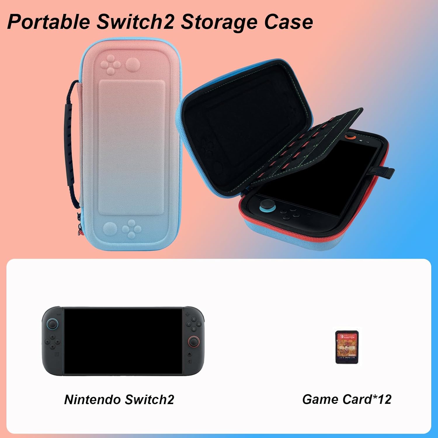 Oankrvs Slim Carrying Case for Nintendo Switch 2 Model 2025, with 12 Game Card Slots, Switch 2 Portable Travel Storage Case - Image 2