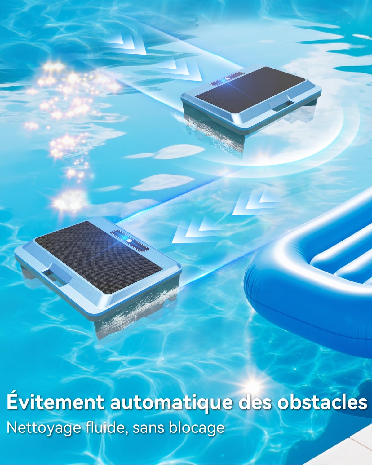 WAVIO (2026 Upgrade) F1T Robot Skimmer Solaire de Piscine, Contrôle Via App, Double Options de Recharge, Anti-Obstacle Intelligent, Nettoyage Automatique 24/7, Idéal pour Piscine Hors Sol, Bleu