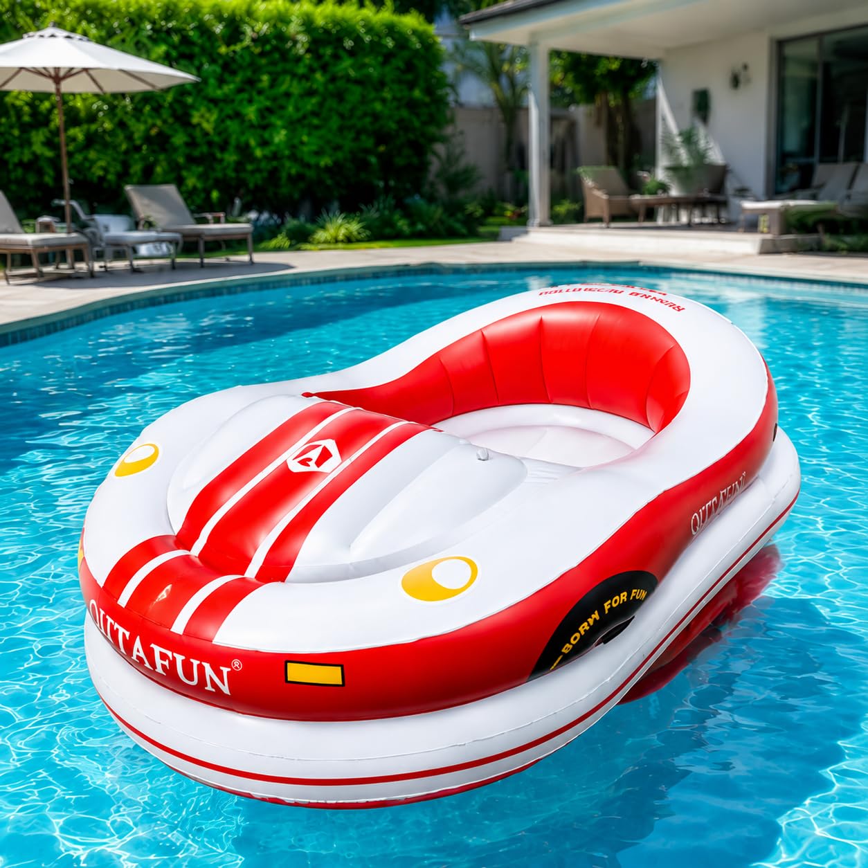 Motorized Floats for Lake, Electric Inflatable Boat for Adults Red