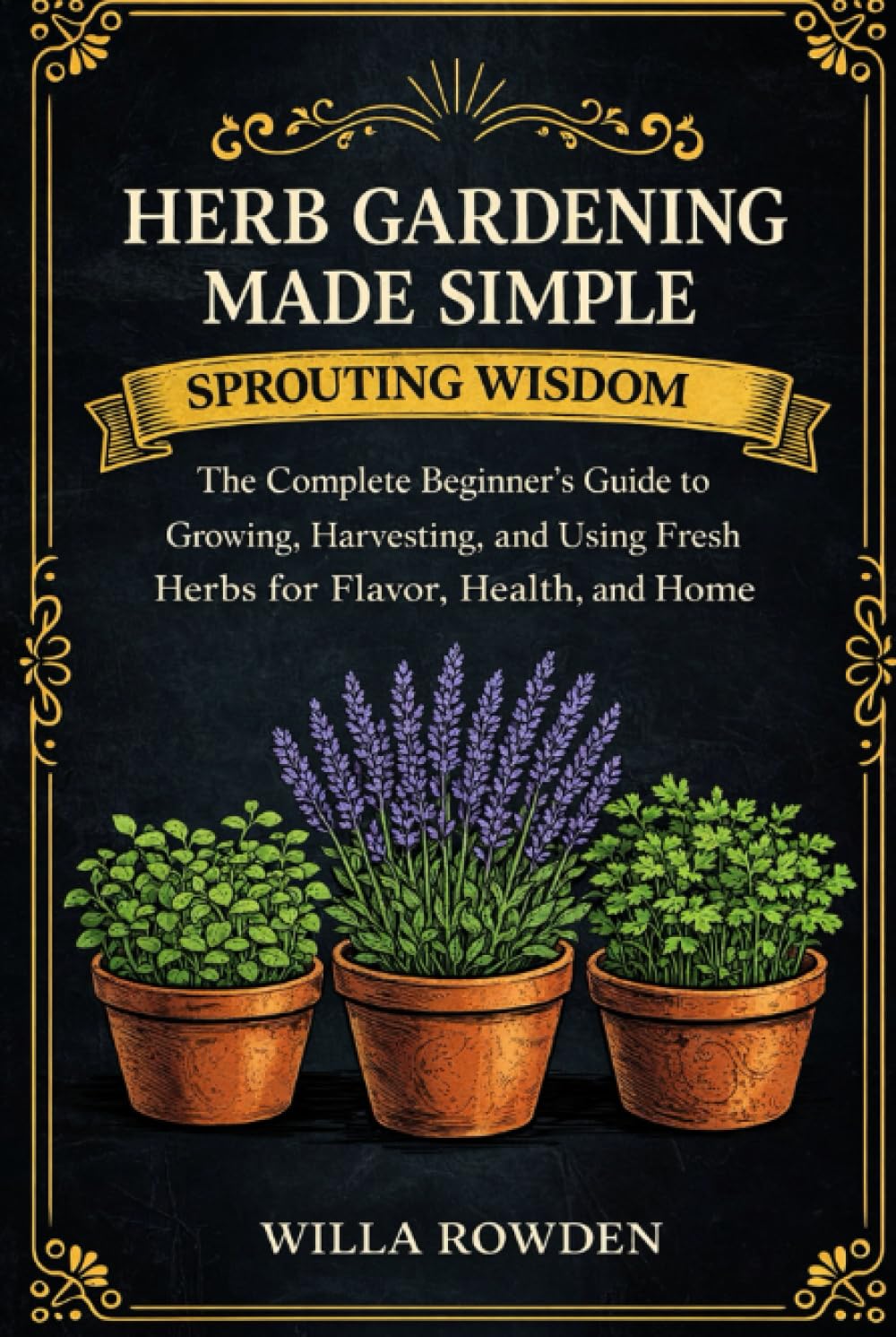 Sprouting Wisdom: Herb Gardening Made Simple: The Complete Beginner's Guide to Growing, Harvesting, and Using Fresh Herbs for Flavor, Health, and Home