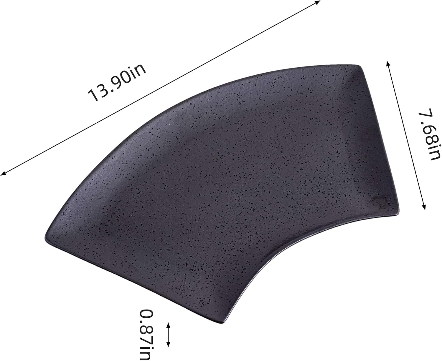 14 Inch Sushi Plate Fan-Shaped Serving Plate Ceramic Dumpling Dish Food Serving Tray Cold Dish Plate Cheese Board Snack Dessert Plate (4Pack, Dark Brown)