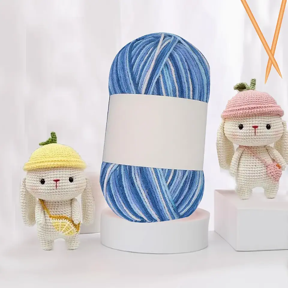 Fios para tricô fio de crochê arco-íris para projetos de tricô de crochê (azul celeste)