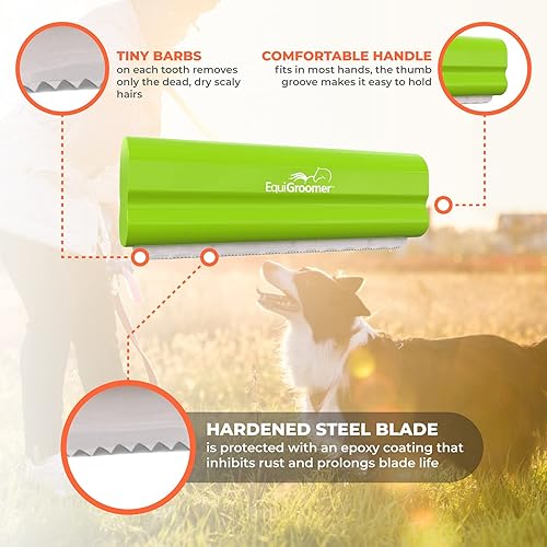 Vista 12 de EasyGroomer - Cepillo para quitar pelos para perros y gatos, color morado, herramienta de capa interior para mascotas grandes y pequeñas, peine que