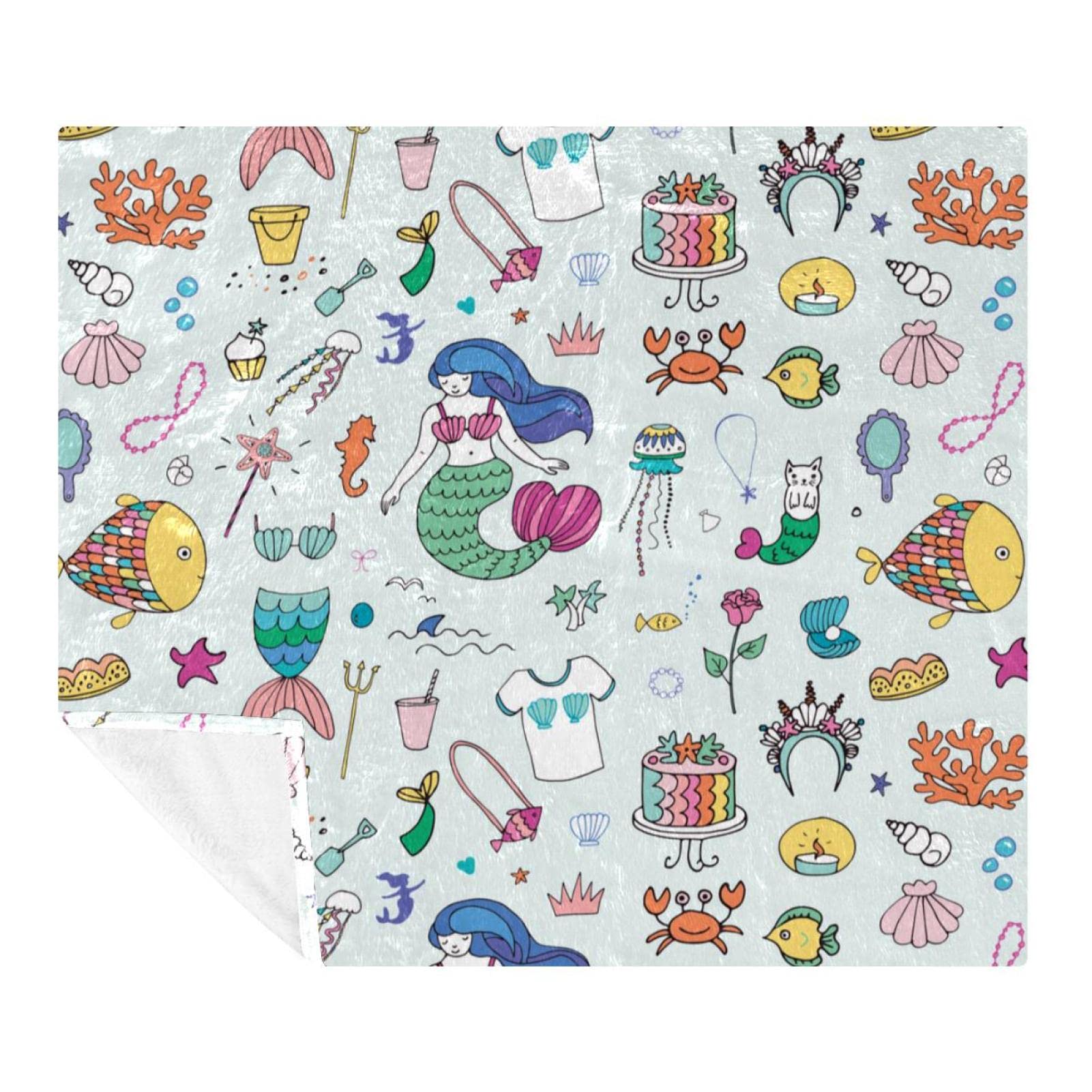Couverture polaire de literie haut de gamme au motif sirène raffiné
