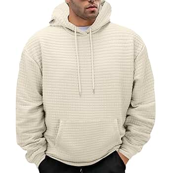 PETCDIM Mens Oversized Waffle Knit Hooded Sweatshirts Casual